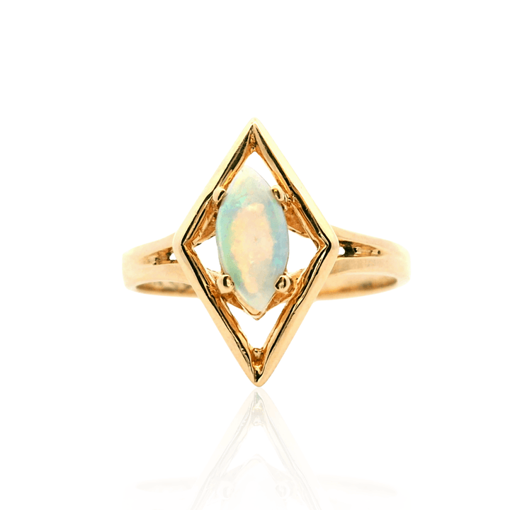 Estate 14K Yellow Gold Vintage Opal Geometric Ring