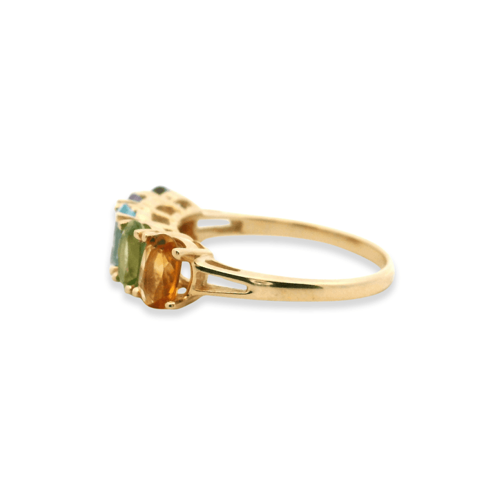 14K Yellow Gold 2.59CTW Oval Multi-Gemstone Five-Stone Band