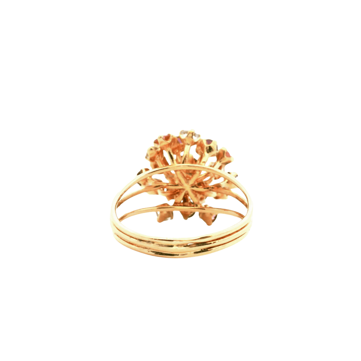 Estate 14K Rose Gold 1.66CTW Multi-Gemstone Cluster Ring