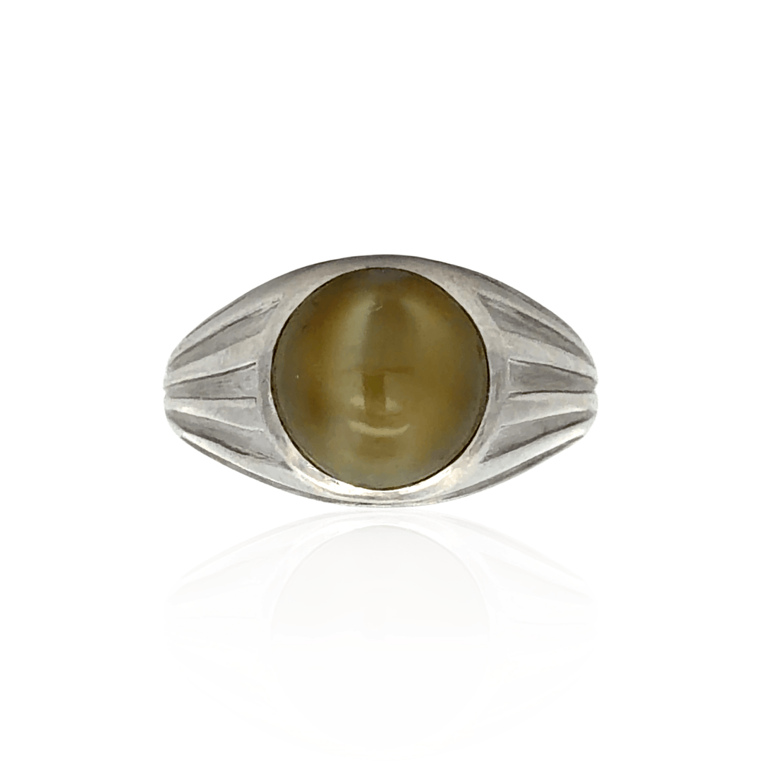 Estate Platinum 5.06CTW Cat's Eye Chrysoberyl Art Deco Ring by Tiffany & Co.