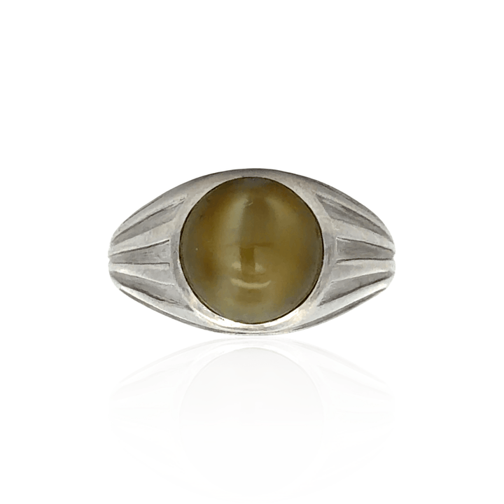 Estate Platinum 5.06CTW Cat's Eye Chrysoberyl Art Deco Ring by Tiffany & Co.