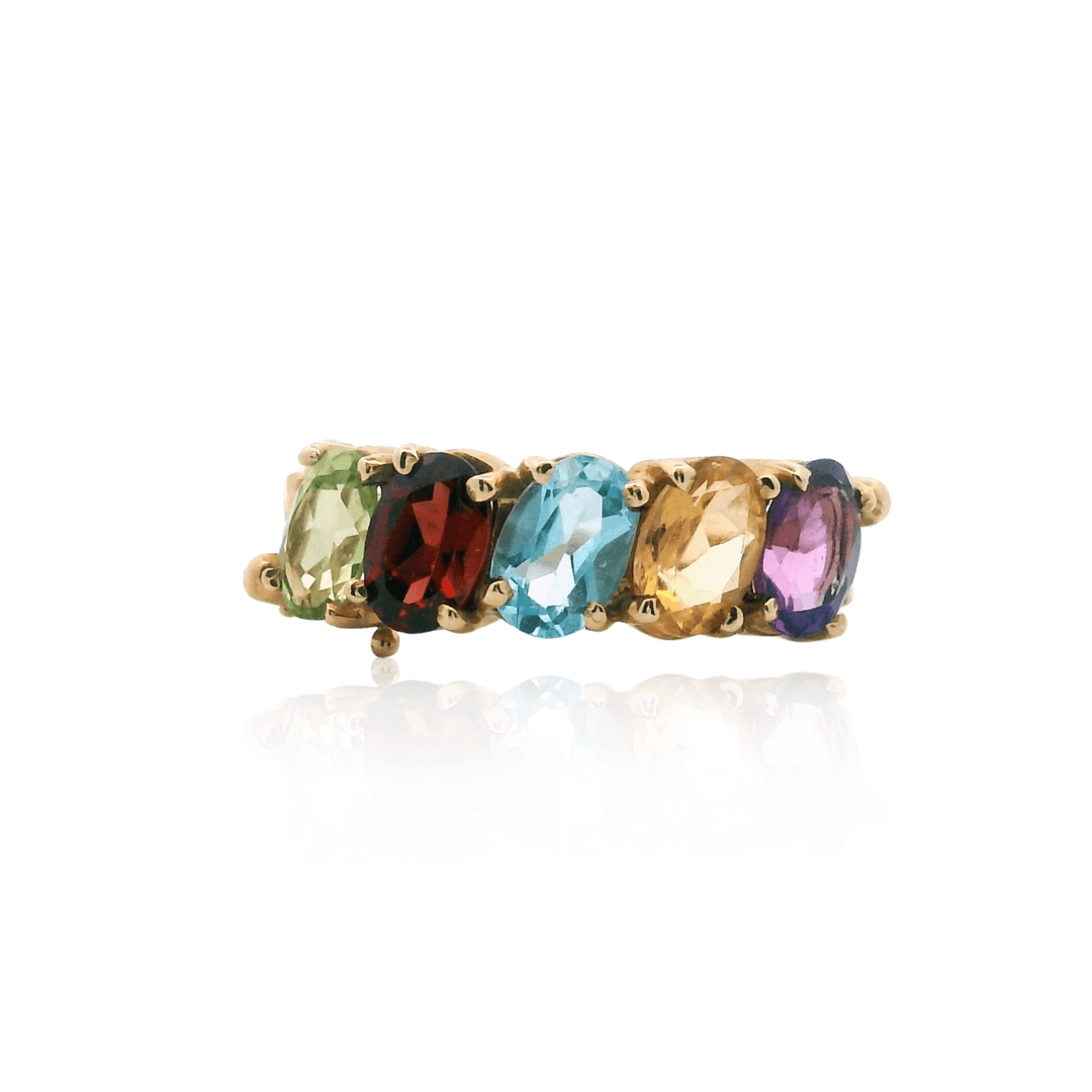 Estate 10K Yellow Gold 2.59CTW Multi-Gemstone Five-Stone Band