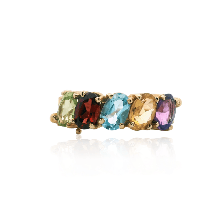 Estate 10K Yellow Gold 2.59CTW Multi-Gemstone Five-Stone Band