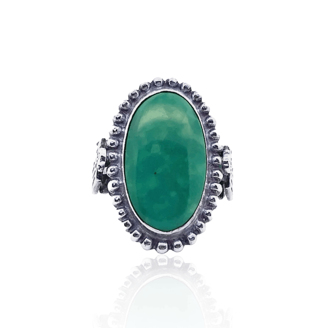 Estate Sterling Silver Oval Cabochon Variscite Ring