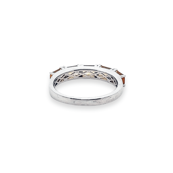 Estate Sterling Silver 1.60CTW Five-Stone Baguette Citrine Ring