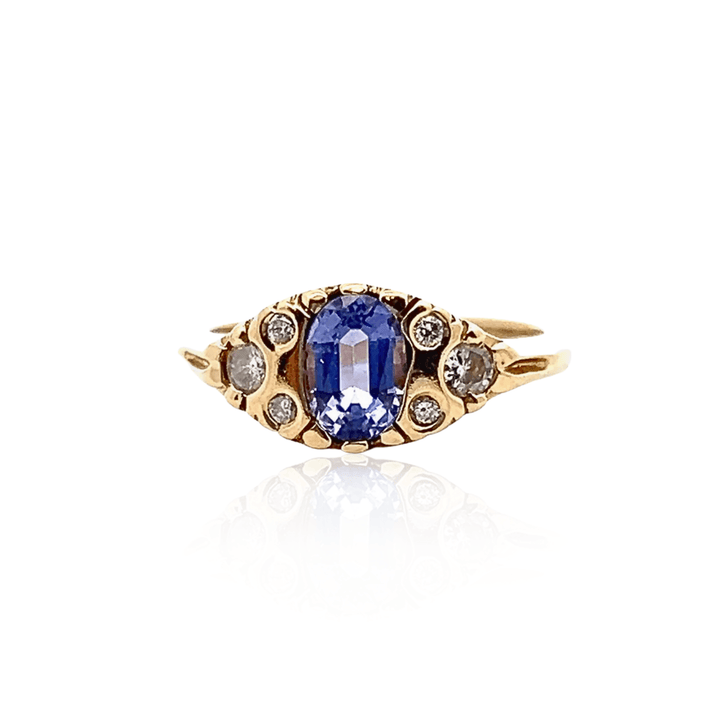 Estate 18K Yellow Gold 0.90CTW Oval Tanzanite & Diamond Ring