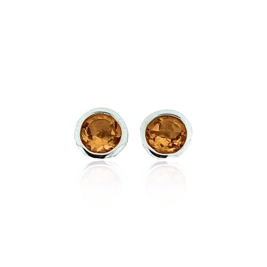 Sterling Silver 3MM Citrine Solitaire Bezel Stud Earrings
