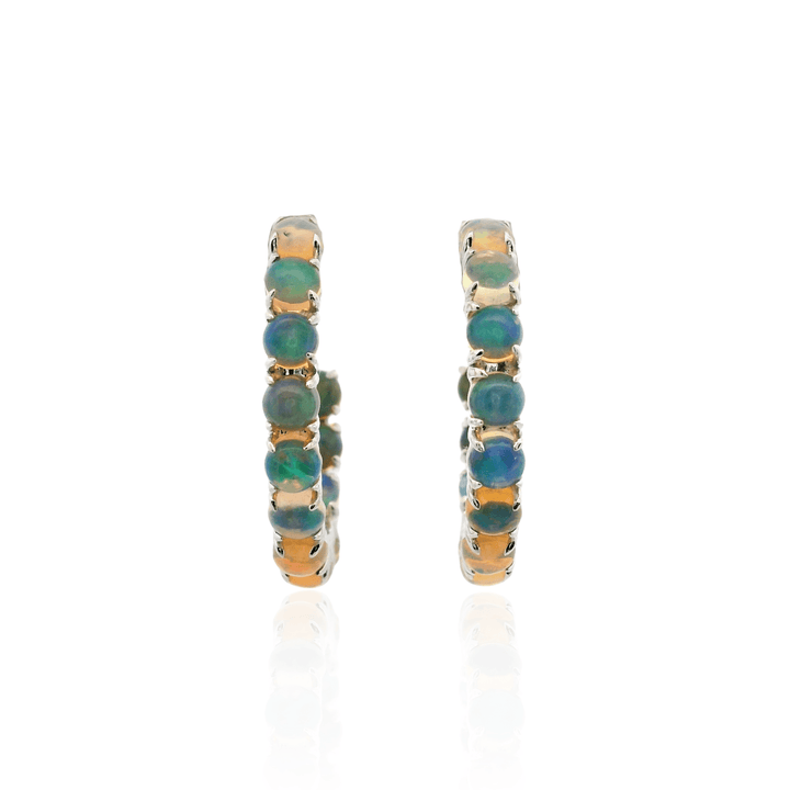 14K White Gold 2.23CTW Opal Inside Out Hoop Earrings