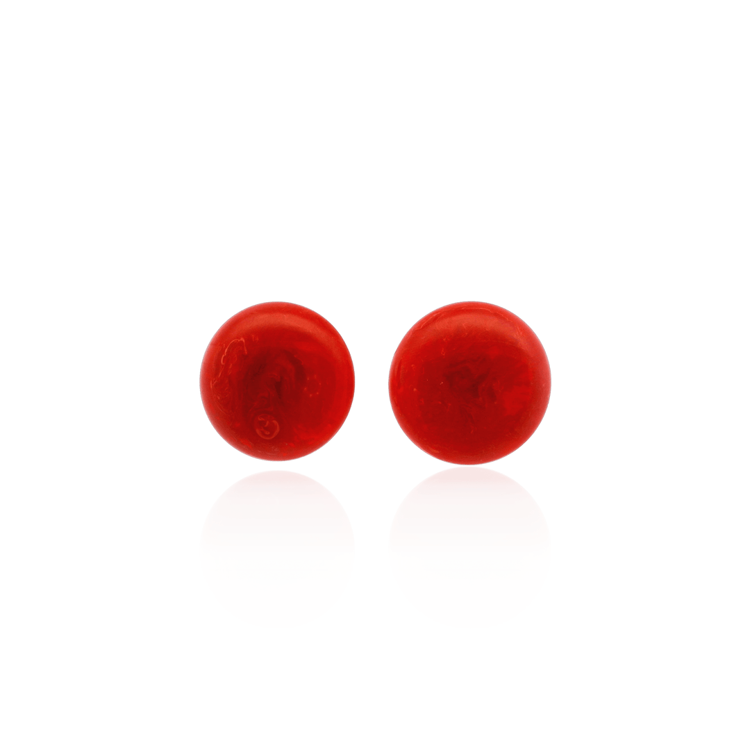 Estate Gold-Filled Red Bakelite Art Deco Stud Earrings