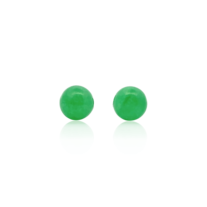 Estate Sterling Silver Round Dyed Green Chalcedony Stud Earrings