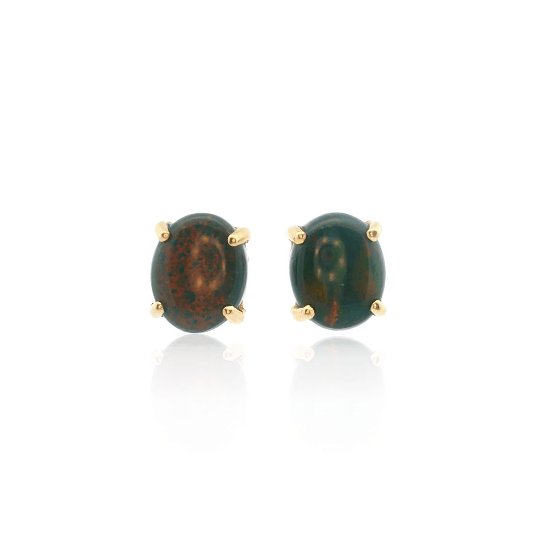 Estate 14K Yellow Gold 3.08CTW Oval Treated Black Opal Stud Earrings