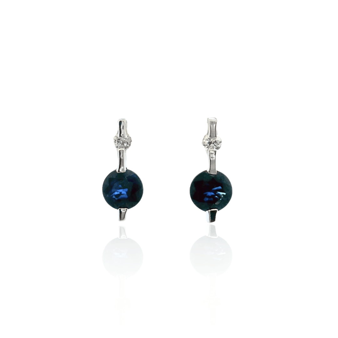 Estate 14K White Gold 0.65CTW Blue Sapphire & Diamond Studs