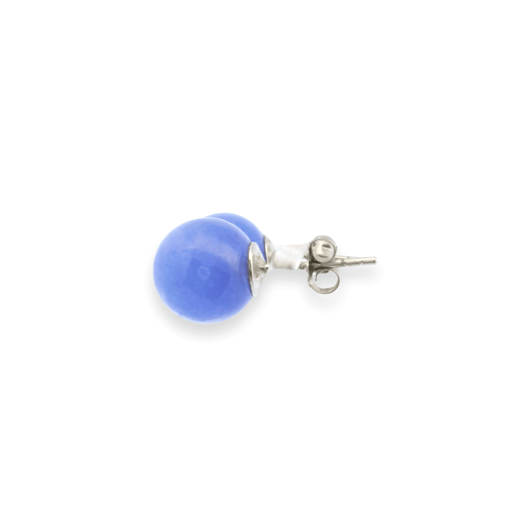 Estate Sterling Silver 9.9MM Dyed Purple Jade Ball Studs