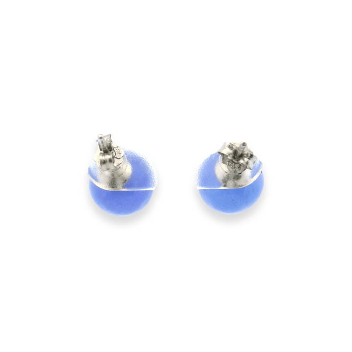 Estate Sterling Silver 9.9MM Dyed Purple Jade Ball Studs