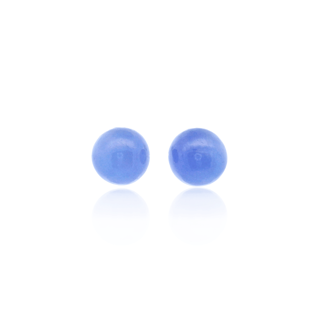 Estate Sterling Silver 9.9MM Dyed Purple Jade Ball Studs