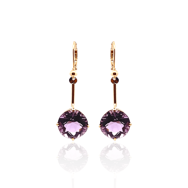 Estate 14K Yellow Gold 11.94CTW Amethyst Solitaire Drop Earrings