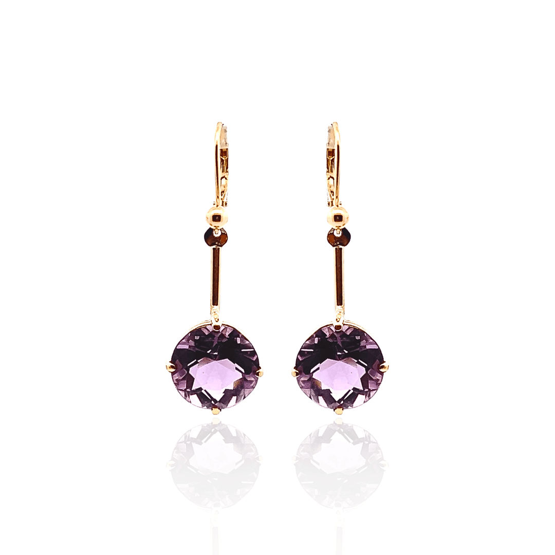 Estate 14K Yellow Gold 11.94CTW Amethyst Solitaire Drop Earrings