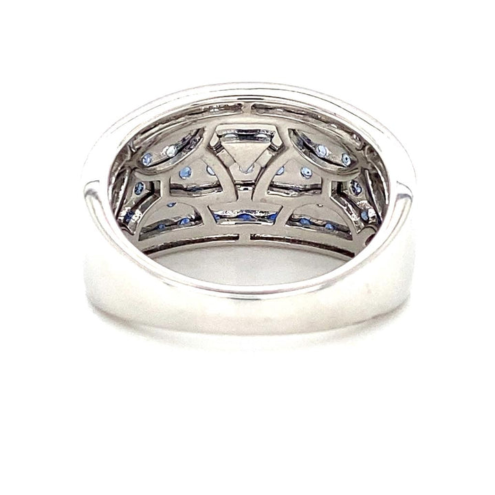 14K White Gold 2.30ctw Ombre Blue Sapphire Wide Fashion Band by Le Vian