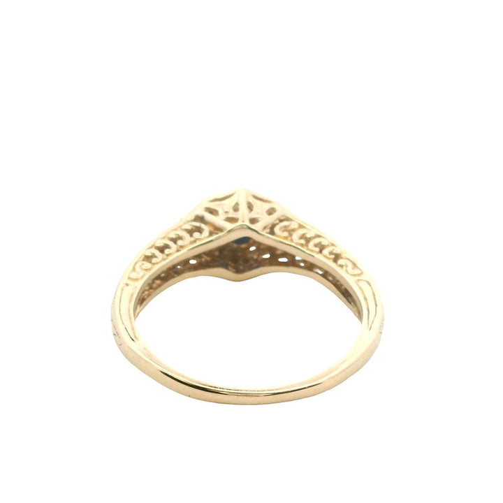 Estate 14K Yellow Gold 0.53ctw Blue Sapphire & Diamond Antique Style Ring