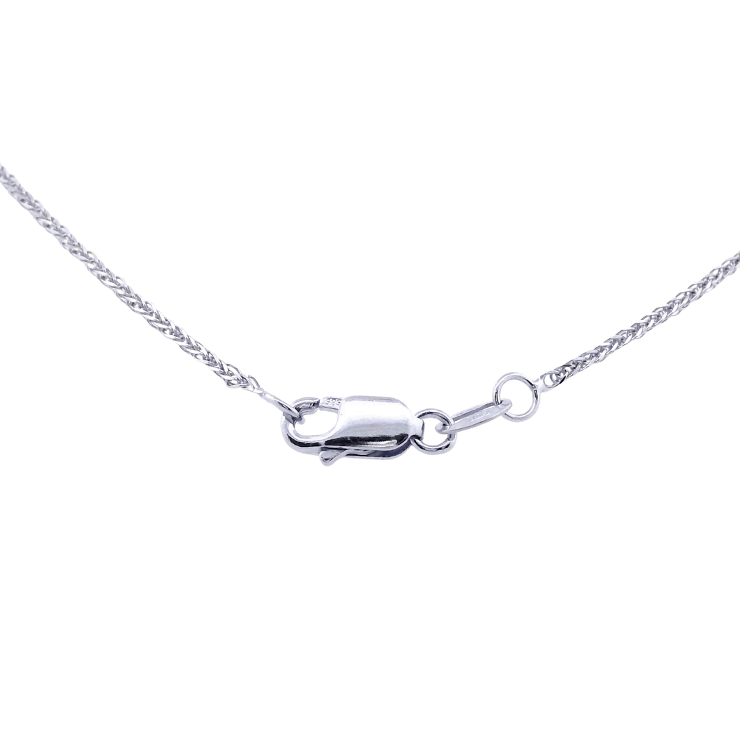 14K White Gold London Blue Topaz, Diamond & Enamel Halo Pendant Necklace by Bellarri