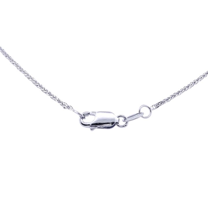 14K White Gold London Blue Topaz, Diamond & Enamel Halo Pendant Necklace by Bellarri