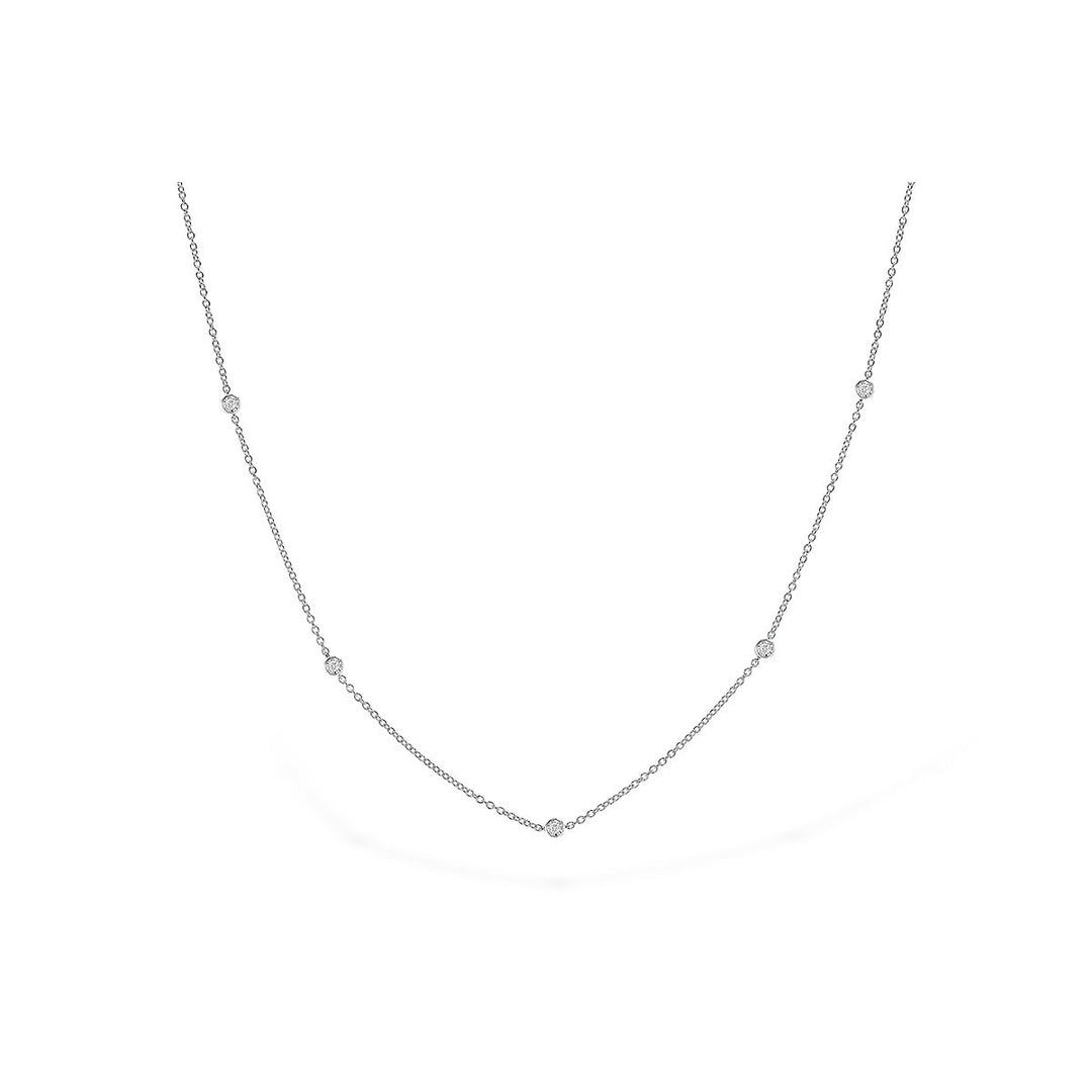 14K White Gold 0.25ctw Round Diamond Station Necklace by Allison Kaufman
