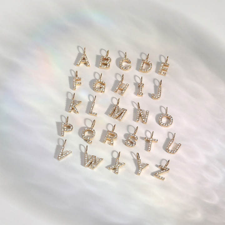 14K Yellow Gold 0.05ctw Round Diamond Inital "T" Pendant by Aurelie Gi