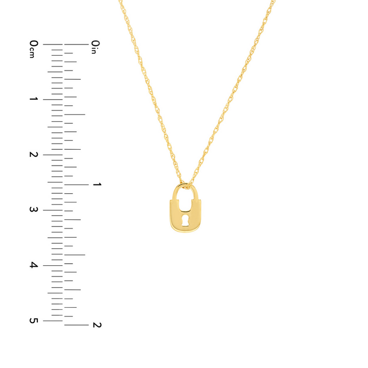 14K Yellow Gold Adjustable Mini Lock Pendant Necklace by Midas Chain