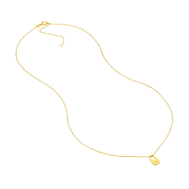 14K Yellow Gold Adjustable Mini Lock Pendant Necklace by Midas Chain