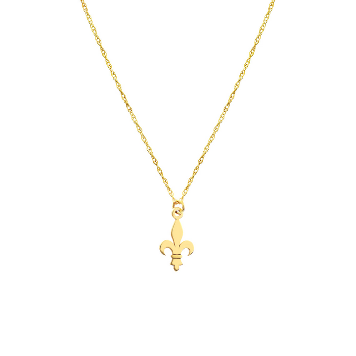 14K Yellow Gold Fleur De Lis Pendant Necklace by Midas Chain