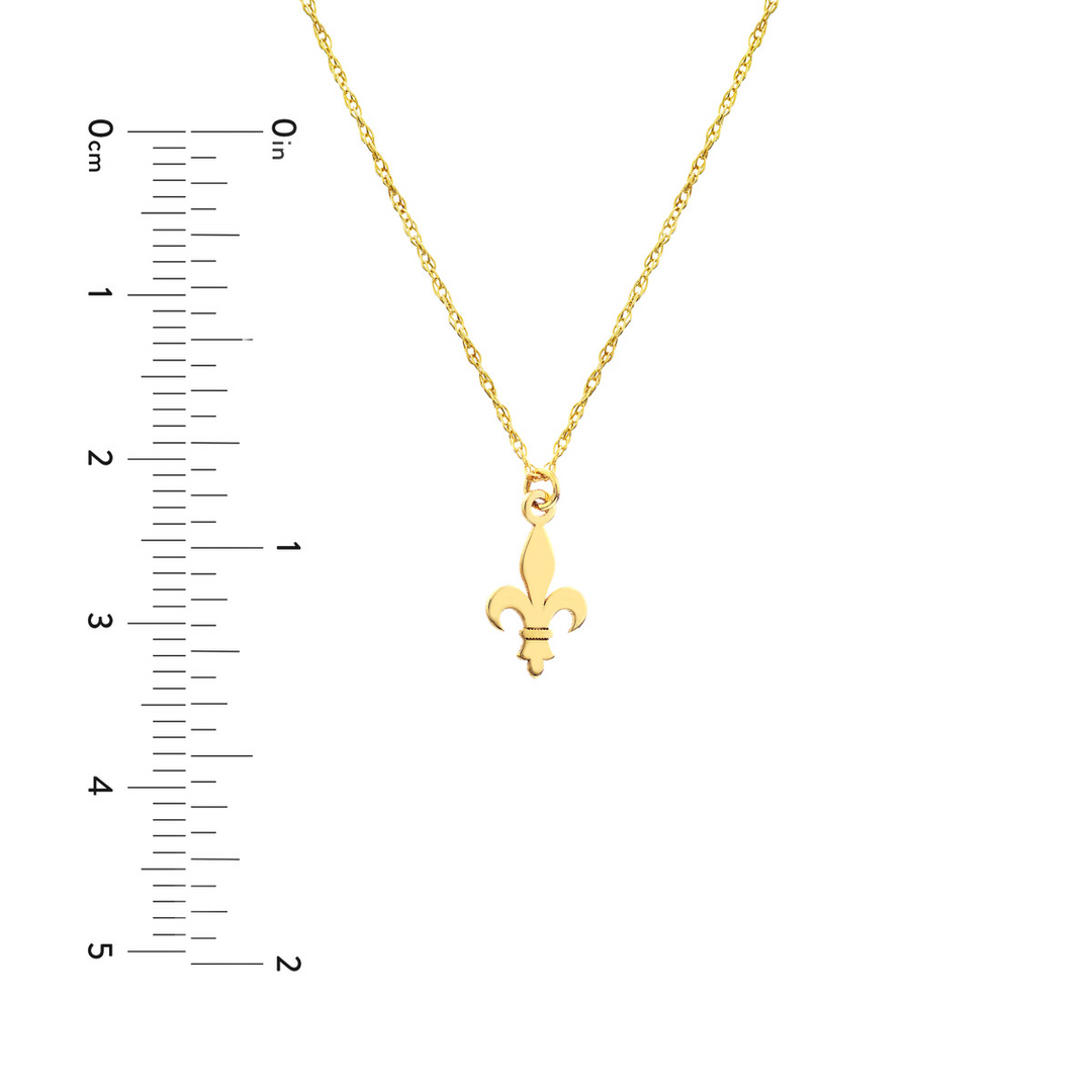 14K Yellow Gold Fleur De Lis Pendant Necklace by Midas Chain