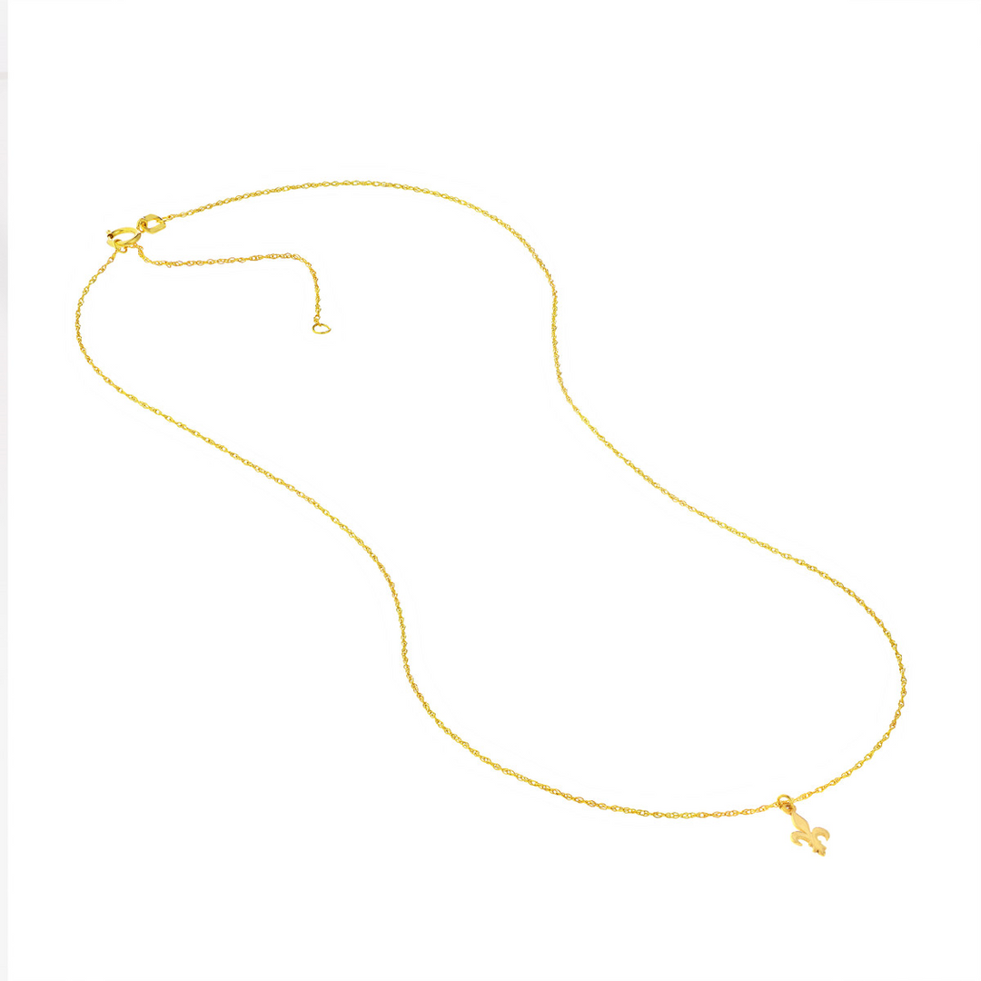 14K Yellow Gold Fleur De Lis Pendant Necklace by Midas Chain