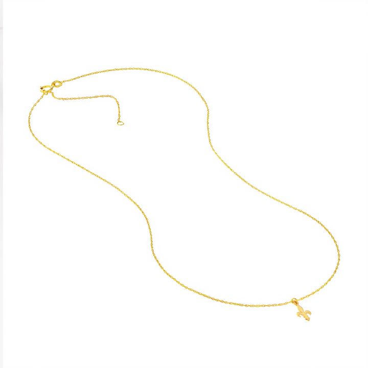 14K Yellow Gold Fleur De Lis Pendant Necklace by Midas Chain