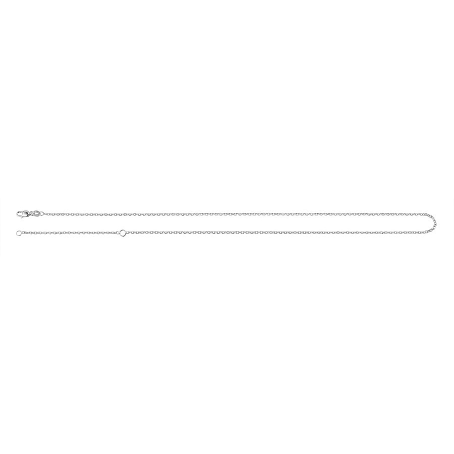 14K White Gold 1.48mm Adjustable Cable Chain Necklace