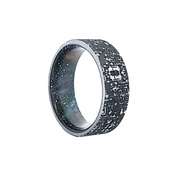 Tungsten 8mm Men's Wedding Band with Cerakote Galaxy Interior Sleeve - Size 10.5