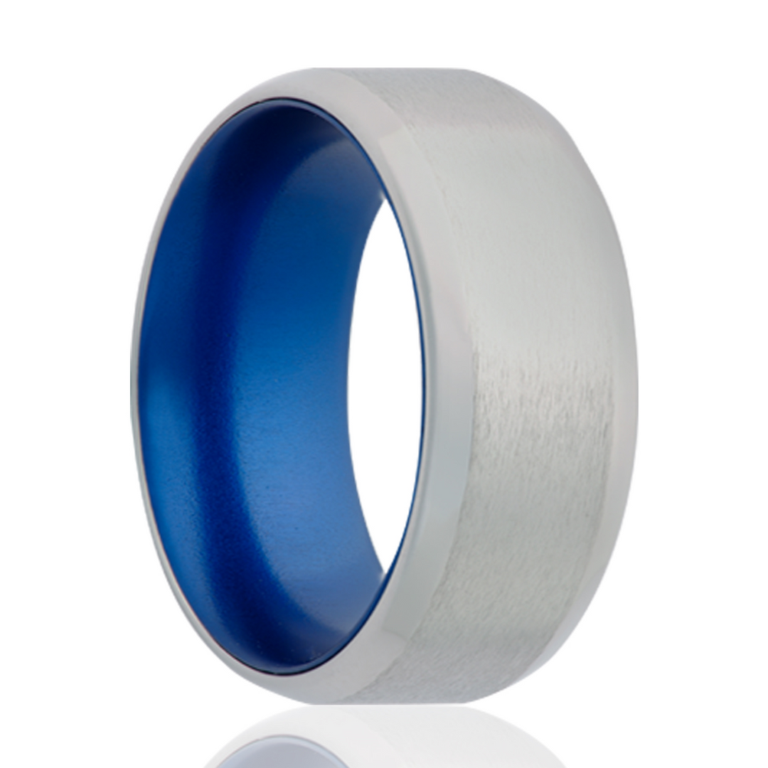 Cobalt Men's Wedding Band with Blue Anodized Sleeve