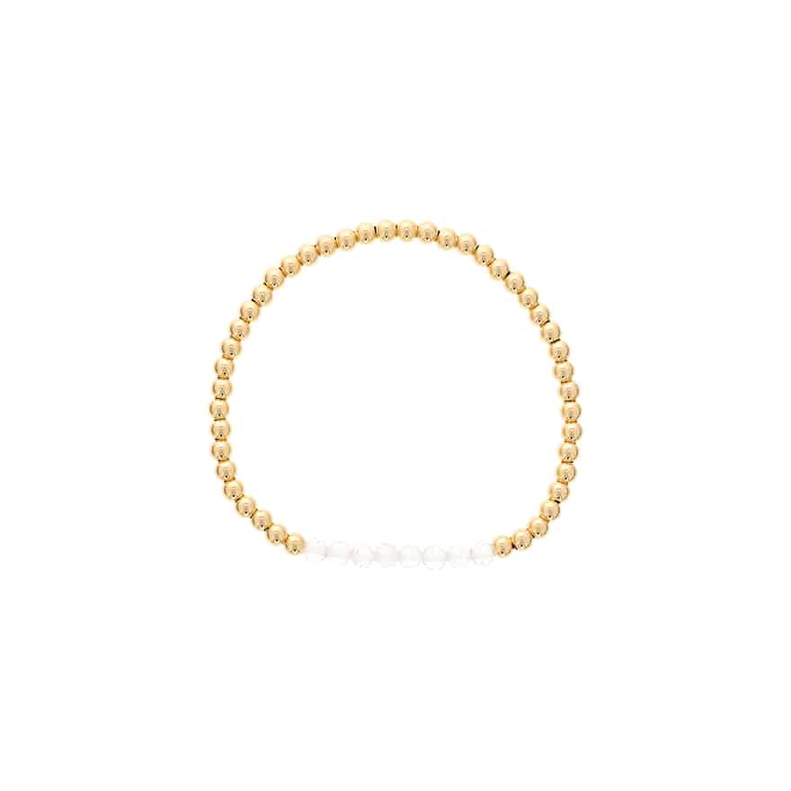 Dee Berkley Gold-Filled Beaded Bracelet with White Topaz Accents
