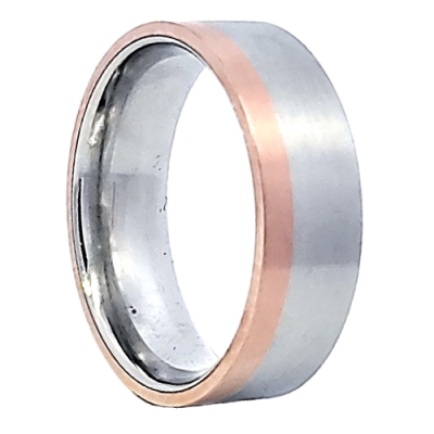Cobalt Men's Wedding Band with Rose Gold Accent