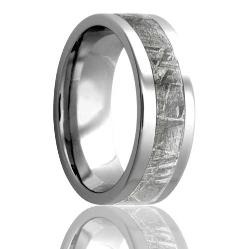 Cobalt Men's Wedding Band with Gibeon Meteorite Inlay