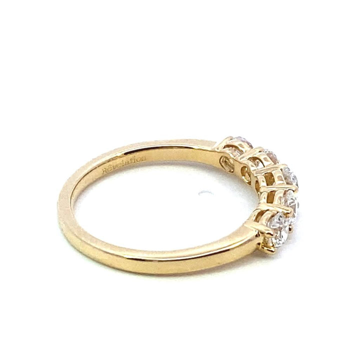 14K Yellow Gold 1ctw Round Lab Diamond Five Stone Wedding Band