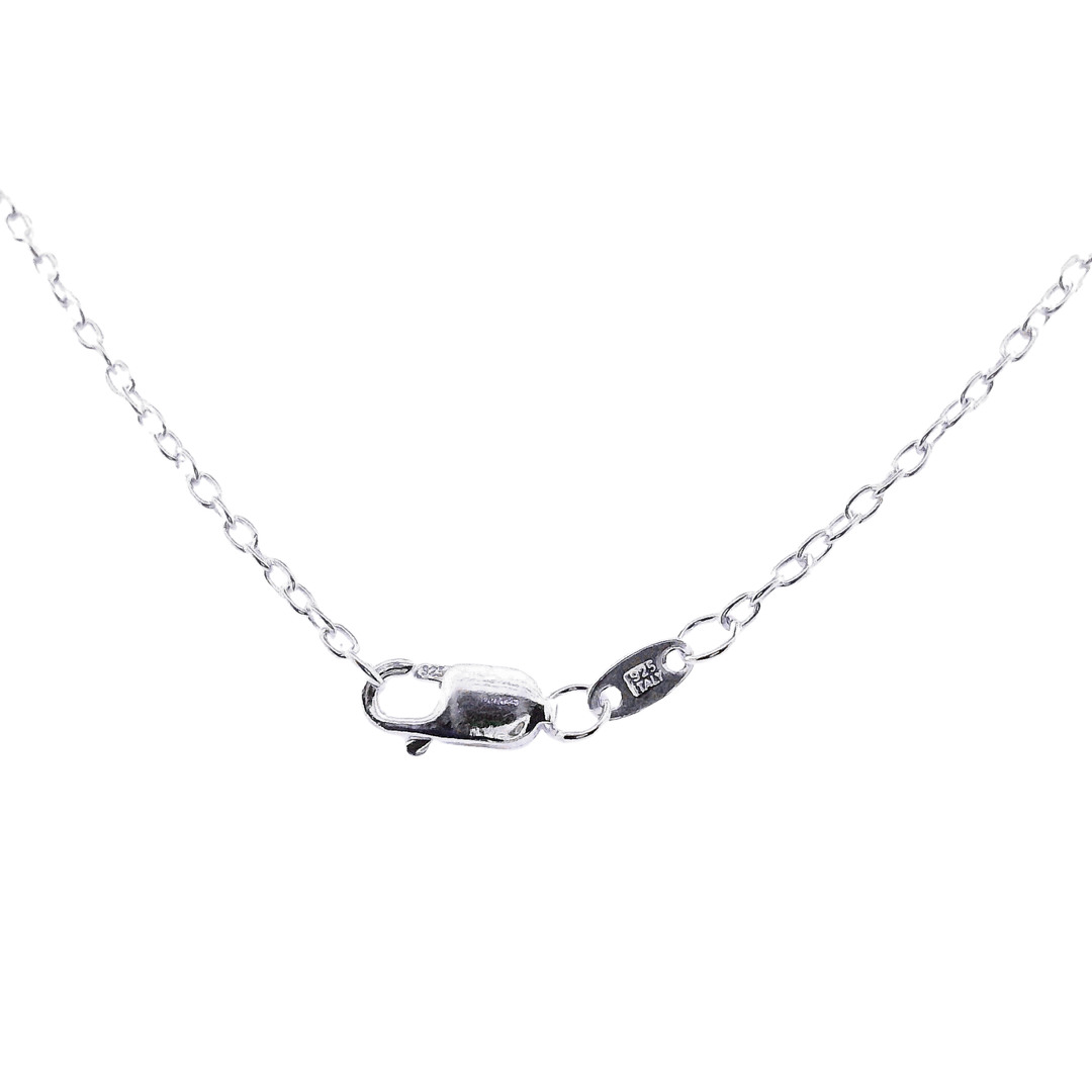 Estate Sterling Silver 0.31CTW Emerald & Diamond Vintage Pendant Necklace
