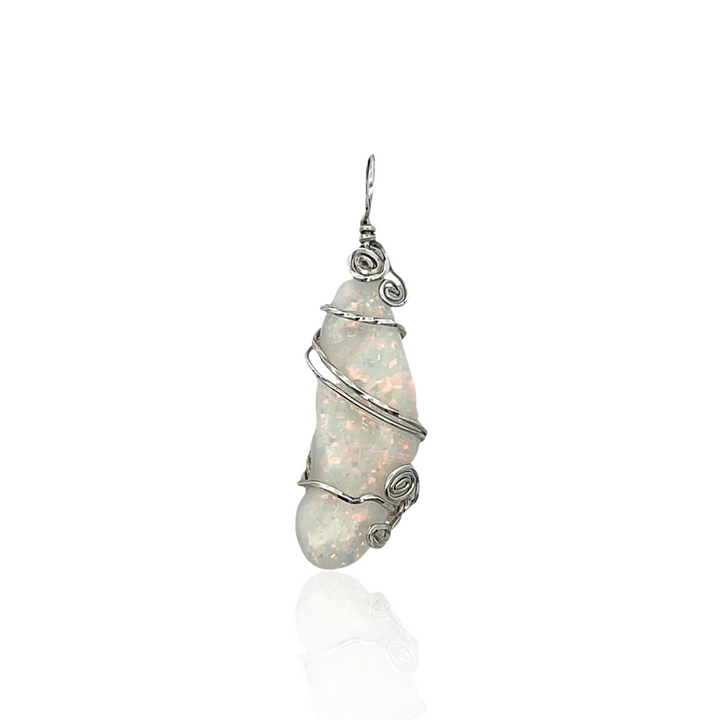 Estate Sterling Silver Freeform Synthetic Opal Pendant