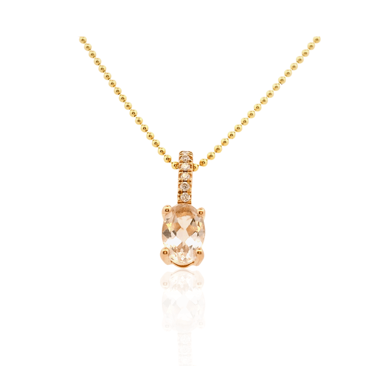 Estate 14K Rose Gold 0.81CTW Oval Morganite & Diamond Pendant
