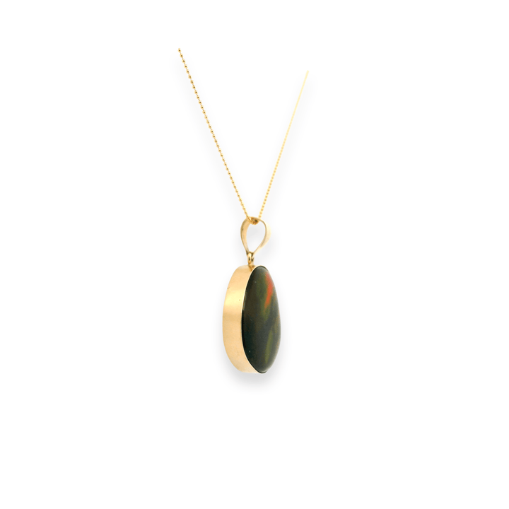 Estate 14K Yellow Gold Freeform Amolite Pendant