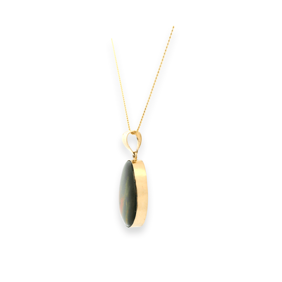 Estate 14K Yellow Gold Freeform Amolite Pendant