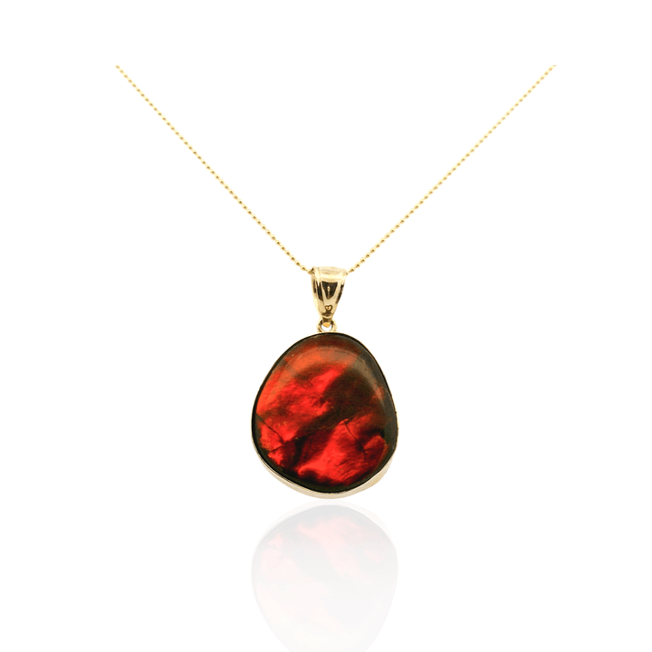 Estate 14K Yellow Gold Freeform Amolite Pendant