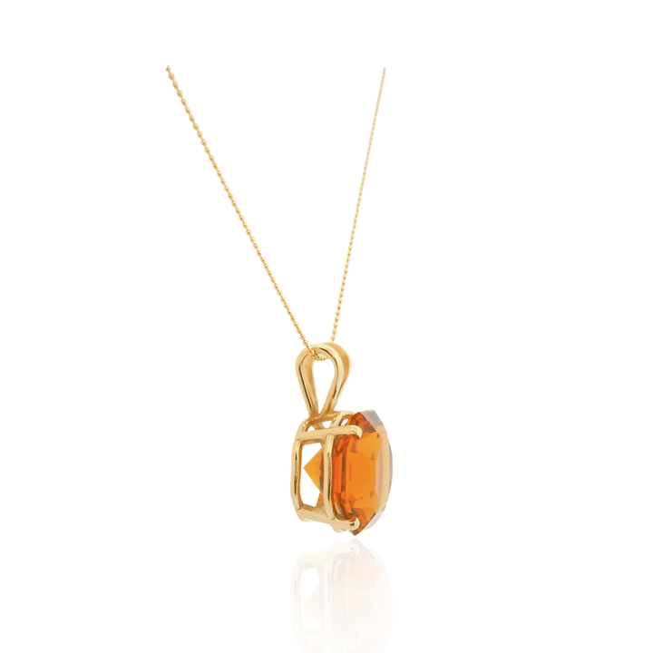 Estate 14K Yellow Gold Octagonal Citrine Solitaire Pendant