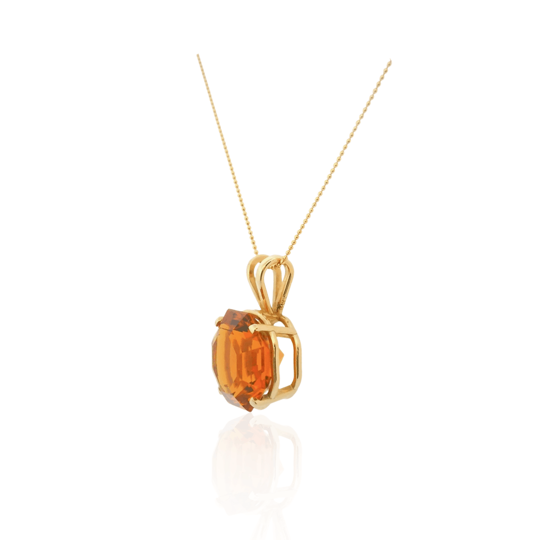 Estate 14K Yellow Gold Octagonal Citrine Solitaire Pendant