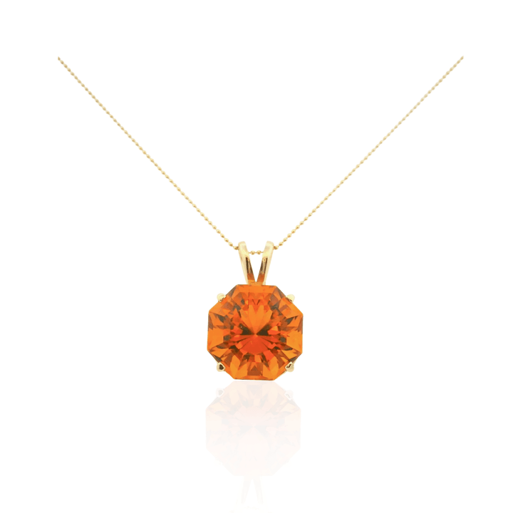 Estate 14K Yellow Gold Octagonal Citrine Solitaire Pendant