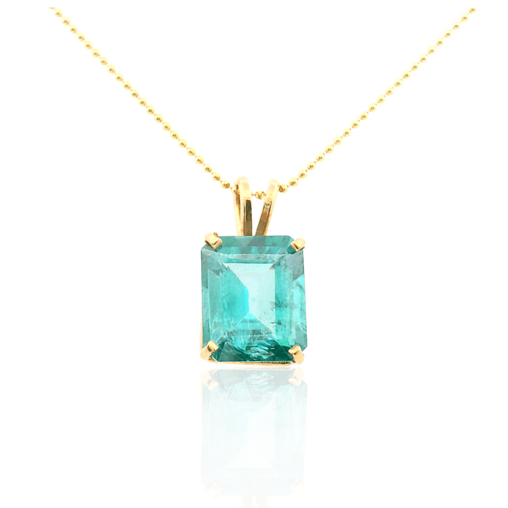 Estate 14K Yellow Gold 3.64CTW Emerald-Cut Blue Apatite Pendant